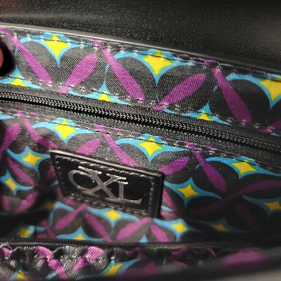 CXL by Christian Lacroix Crossbody Bag Womens Black Laine Matte Patent Purse - Picture 7 of 16